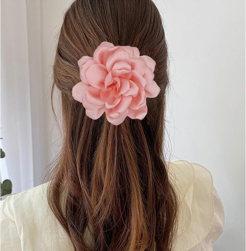 Decixde Satin Fabric Rose Flower Brooches - Handmade Floral Accessory for Wedding Party Dance Banquet Ceremony - Size: 4.72in - Image 2